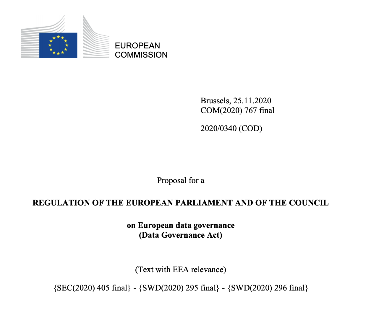 Proposal for European Data Governance