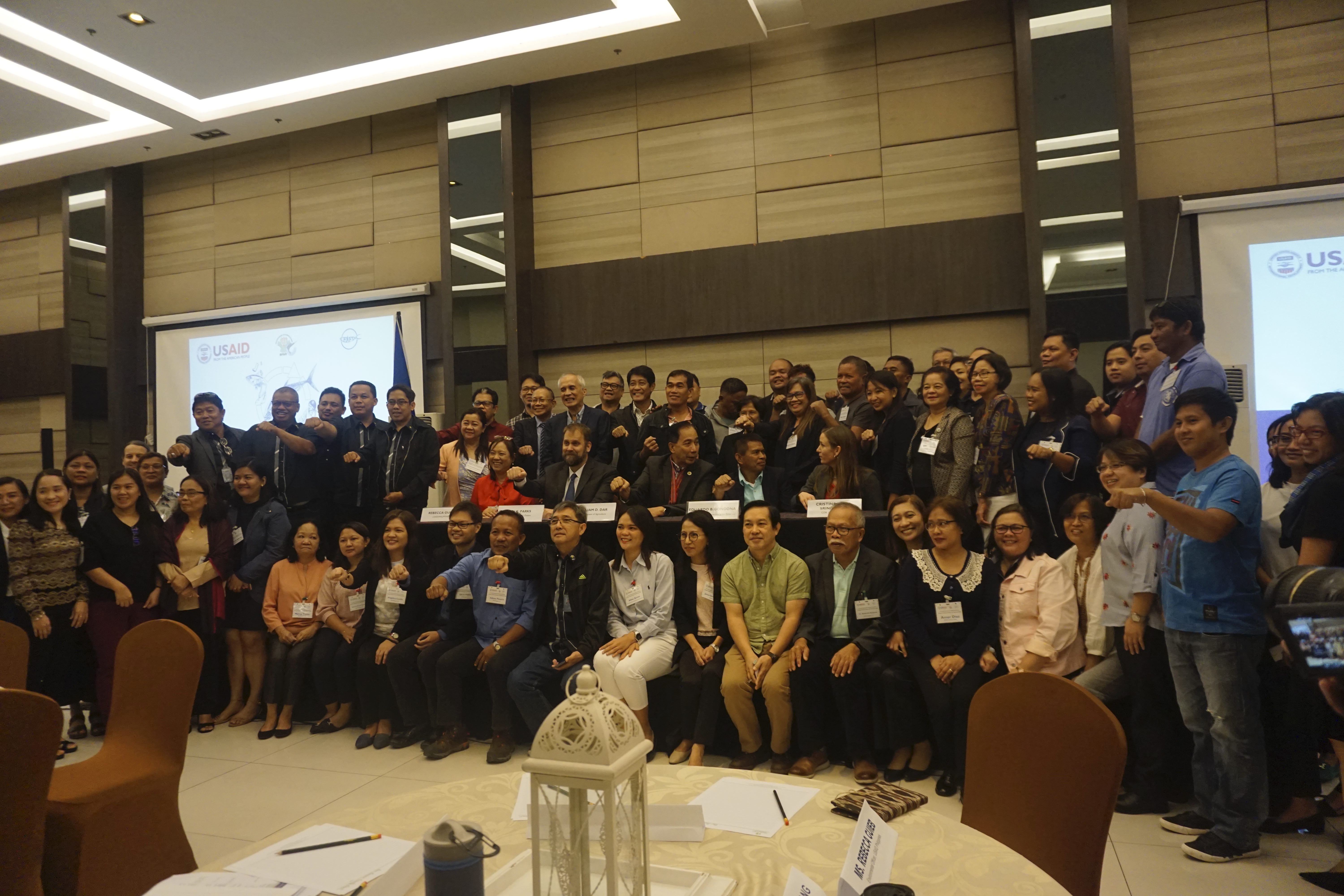 Photo of dozens of stakeholders at USAID Oceans Close-out Event in Manila, Philippines