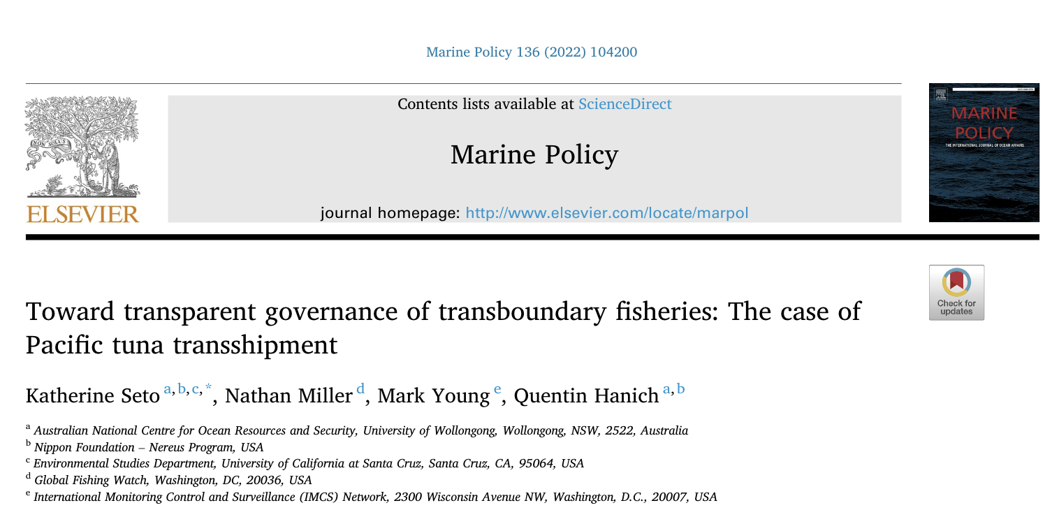 Toward transparent governance of transboundary fisheries: The case of Pacific tuna transshipment