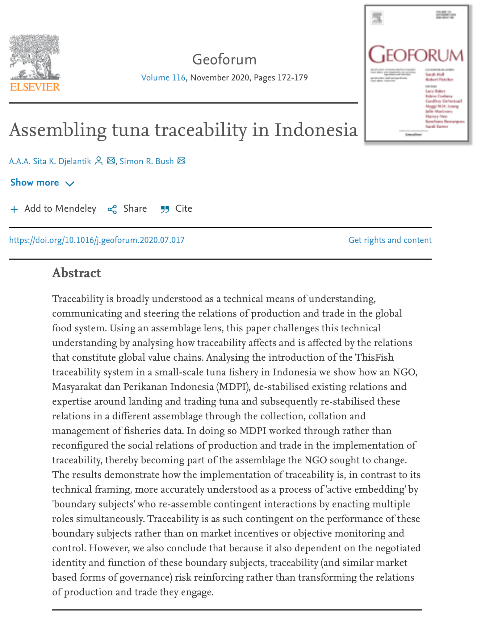Assembling tuna traceability in Indonesia