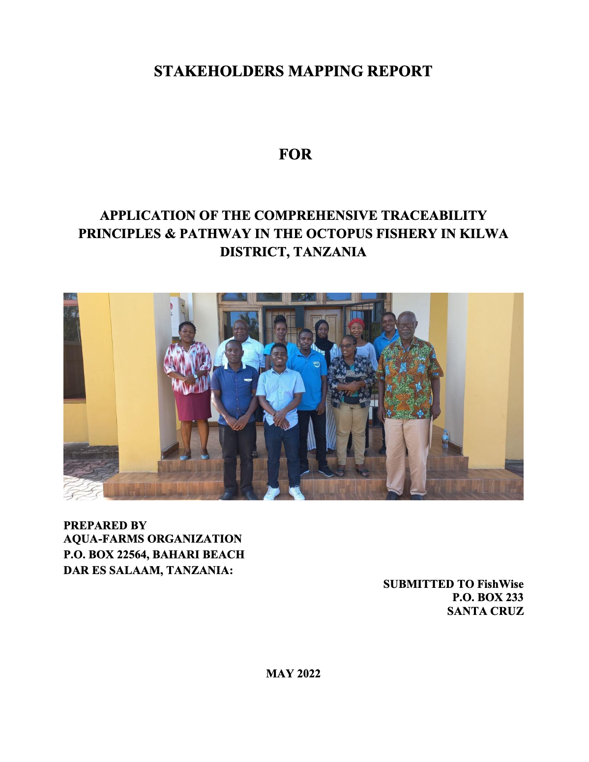Stakeholders Mapping Report: for the application of the Principles and Pathway in Kilwa District, Tanzania