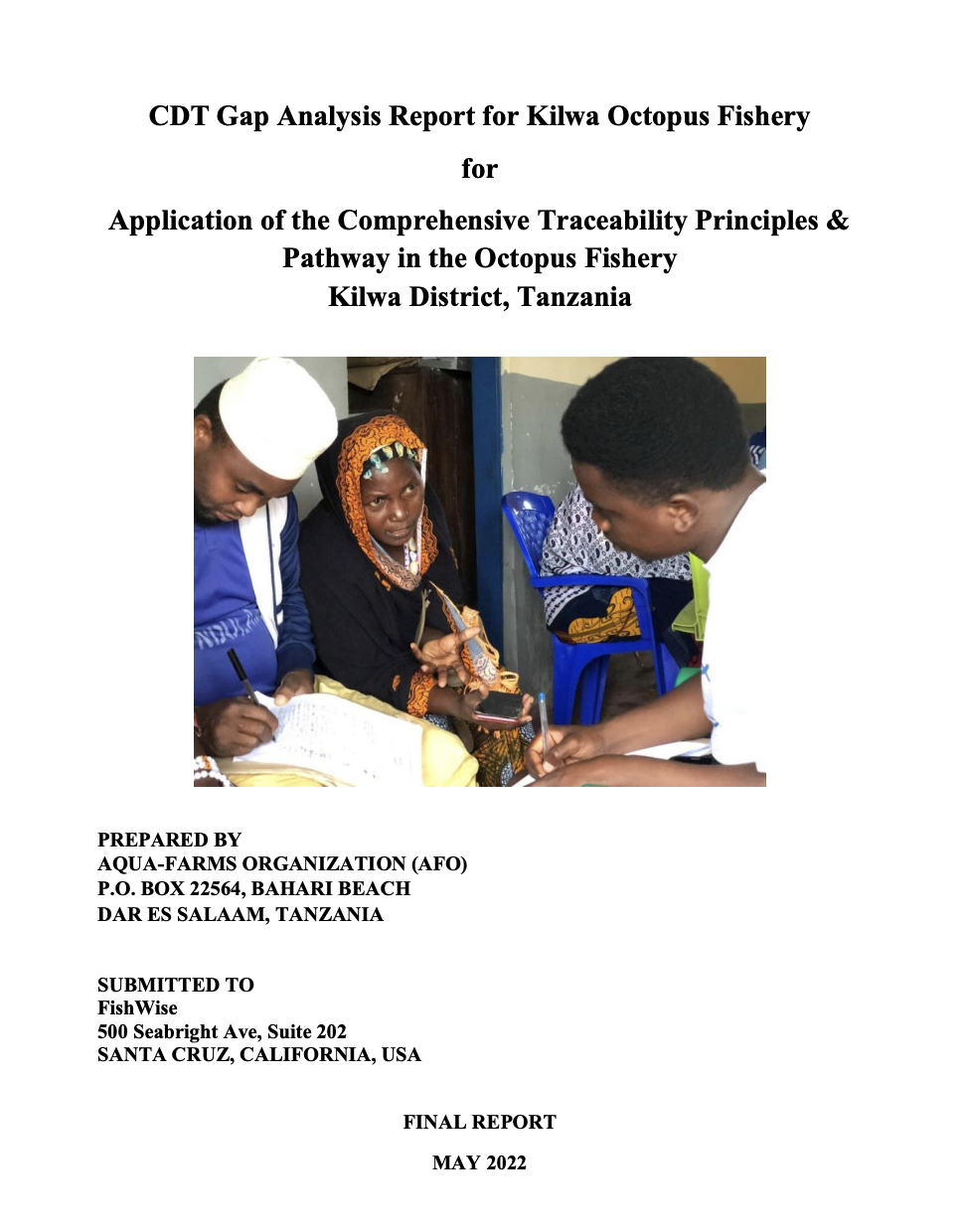 Catch Documentation and Traceability Gap Analysis Report for Kilwa District Octopus Fishery
